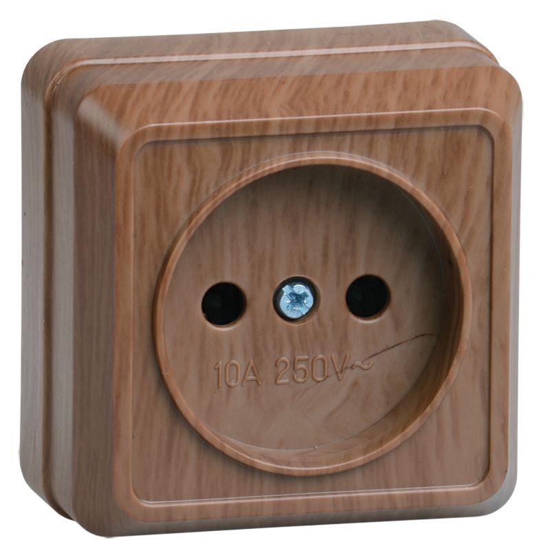 Розетка 1-м ОП Октава 10А IP20 без заземл. дуб ERO10-K04-10-DC