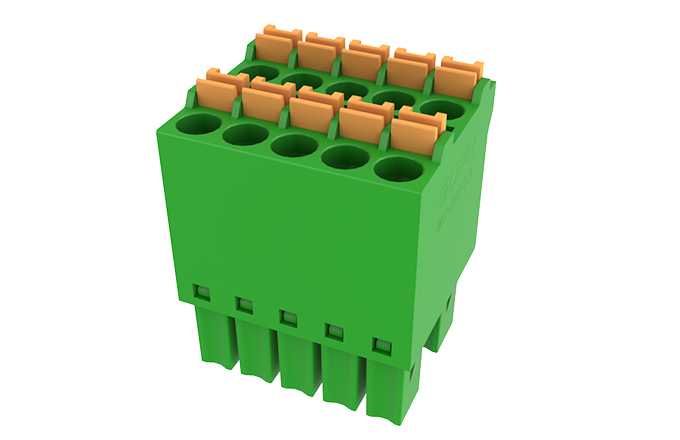 Розеточный разъем на кабель MC-DRF3.5H08P-0001 - Розеточный разъем, прямой, 2 этажа, на кабель, шаг: 3.5 мм, 8x2 полюсов, фиксация провода Push-In исполнение: стандартное, 160V, 8A, цвет: зеленый