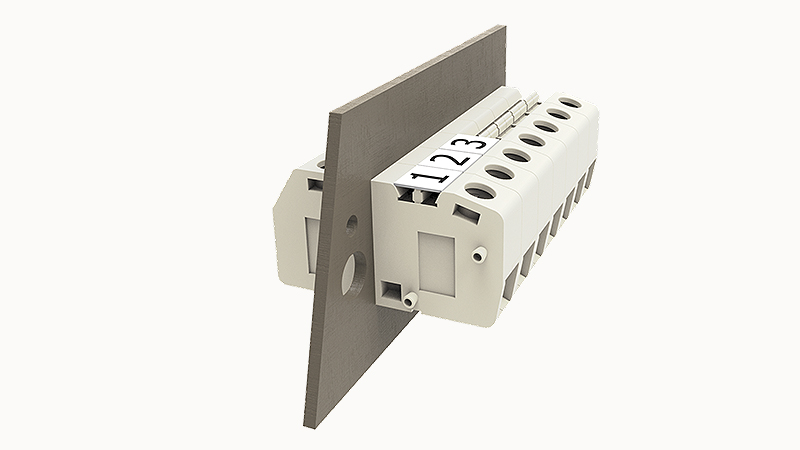 Клеммный блок DGH4-01P-11 - Клеммный блок, для прохода стенки, 1 полюс, сечение проводников: 0,2 - 6 мм кв., винтовая фиксация провода, 400V, 41А, цвет: серый, серия DGH4