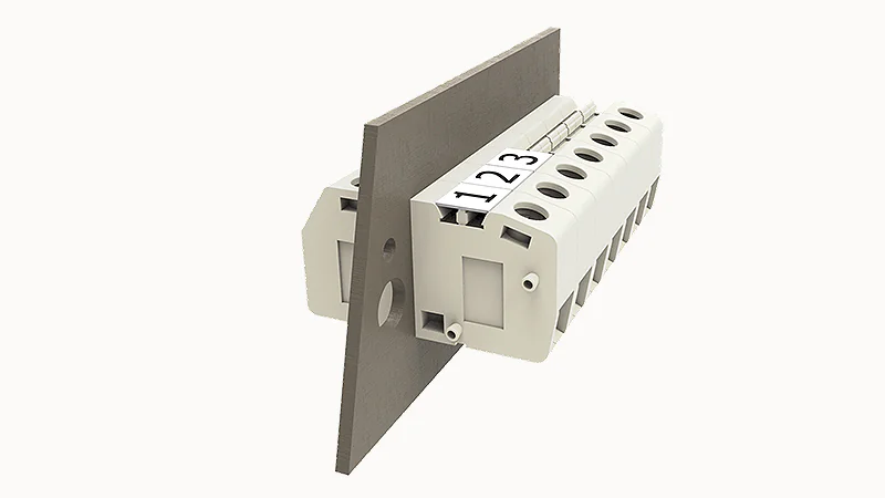 Клеммный блок DGH4-01P-11 - Клеммный блок, для прохода стенки, 1 полюс, сечение проводников: 0,2 - 6 мм кв., винтовая фиксация провода, 400V, 41А, цвет: серый, серия DGH4