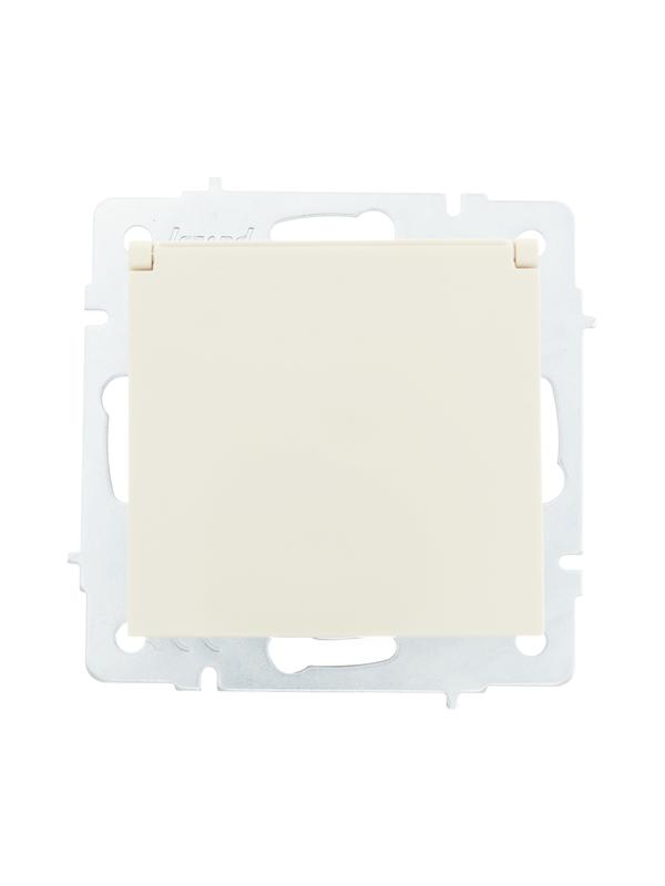 Розетка 1-м СП Vesna с заземл. с крышкой ПБТ механизм кремов. 742-0388-123B