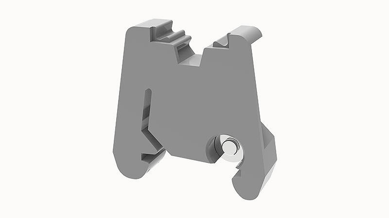 Концевой стопор E-WS-DIN15-01P-11-00Z(H) - Концевой стопор на рейку DIN15, тип зажима: защелка, ширина: 5 мм, цвет: серый, пластик