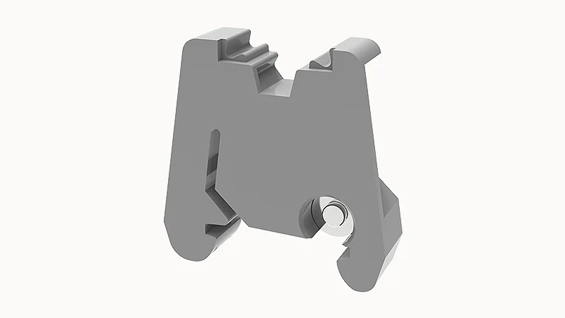 Концевой стопор E-WS-DIN15-01P-11-00Z(H) - Концевой стопор на рейку DIN15, тип зажима: защелка, ширина: 5 мм, цвет: серый, пластик