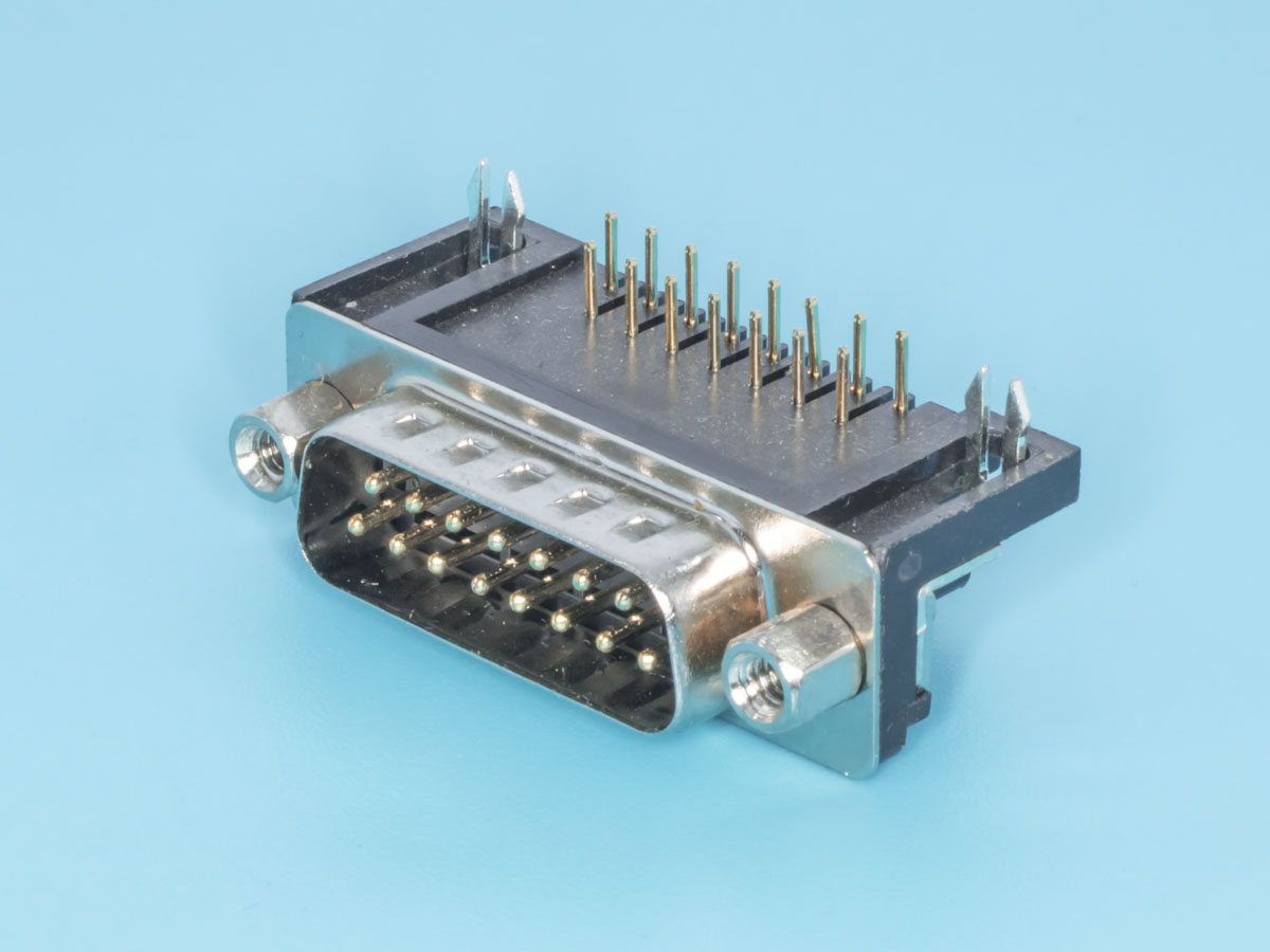 DRB-15MB - Разъем D-SUB 15 контактов, вилка угловая на плату,  9.4мм