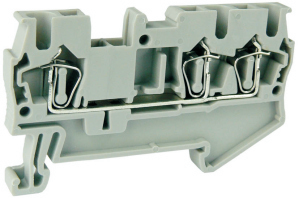 Проходная клемма UJ5-2.5/1X2 - Проходная клемма, 3 точки подключения в клемме, тип фиксации провода: пружинный, номинальное сечение: 2,5 мм кв., 31A, 800V, ширина: 5,2 мм, цвет: серый, тип монтажа: DIN 35