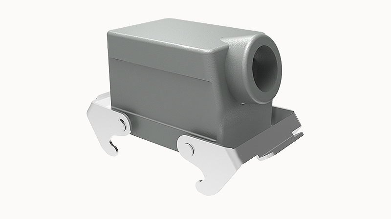 Крышка разъема D32A-SE-2L-PG21 - Крышка разъема на кабель, типоразмер 32A, стандартное исполнение, без уплотнителя, 1 отверстие с резьбой для кабельных вводов PG21, с боковым расположением, с двумя защелками, материал корпуса: алюминиевый сплав