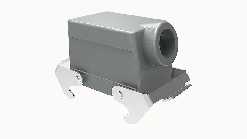 Крышка разъема D32A-SE-2L-PG21 - Крышка разъема на кабель, типоразмер 32A, стандартное исполнение, без уплотнителя, 1 отверстие с резьбой для кабельных вводов PG21, с боковым расположением, с двумя защелками, материал корпуса: алюминиевый сплав