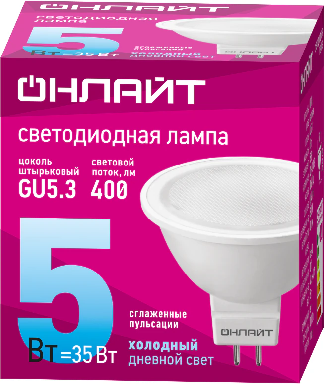 Лампа светодиодная 61 133 OLL-MR16-5-230-6.5K-GU5.3 5Вт 61133
