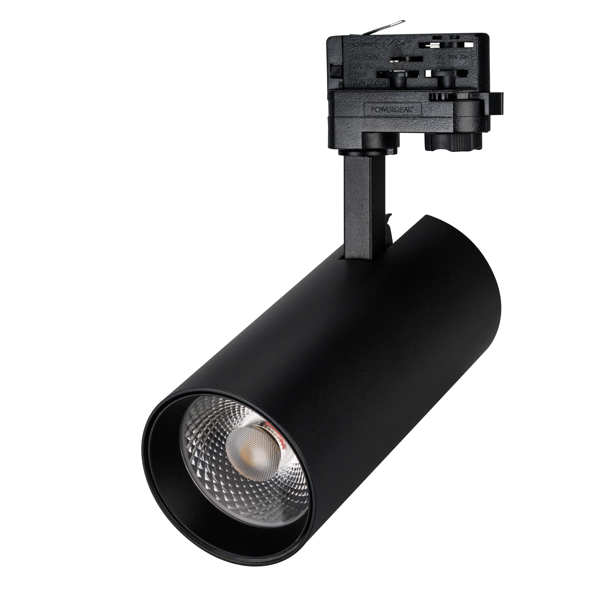 Светильник LGD-GERA-4TR-R90-30W Warm3000 (BK, 24 deg, 230V) 024631(1) - Светильник подвесной для треков/шин 4 провода, 30Вт. Цвет свечения ТЕПЛЫЙ 3000K, световой поток 2700-3300лм, угол 24°, CRI>90. Корпус круглый, металл, цвет черный, IP20. Размеры DxHxL