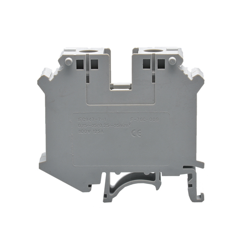 Проходная клемма JUT1-35B-GY - Проходная клемма, тип фиксации провода: винтовой, номинальное сечение: 35 мм кв., 800V, 125A, ширина: 15,2 мм, цвет: серый, тип монтажа: DIN35