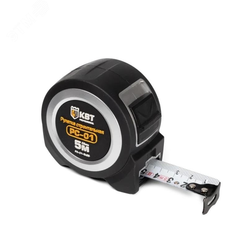 РС-01-5Х25 серия Профи - Рулетка строительная 2-го класса точности с кнопкой временной фиксацци, переключателем постоянной фиксации. 5 метров, ширина 25мм