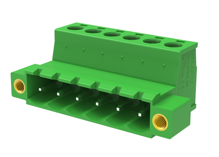 Вилочный разъем на кабель MC-PB5.08H04C-F-0001 - Вилочный разъем, прямой, на кабель, шаг: 5.08 мм, 4 полюса, фиксация провода винтовая, исполнение: с монтажными фланцами, 320V, 12A, цвет: зеленый Вилочный разъем на кабель MC-PB5.08H04C-F-0001 - Вилочный разъем, прямой, на кабель, шаг: 5.08 мм, 4 полюса, фиксация провода винтовая, исполнение: с монтажными фланцами, 320V, 12A, цвет: зеленый