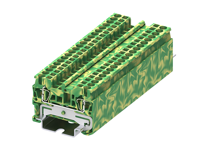 Заземляющая клемма TC2.5-2-PE - Заземляющая клемма, тип фиксации провода: пружинный, номинальное сечение: 2,5 мм кв., ширина: 5,2 мм, цвет: желто-зеленый, тип монтажа: DIN 35