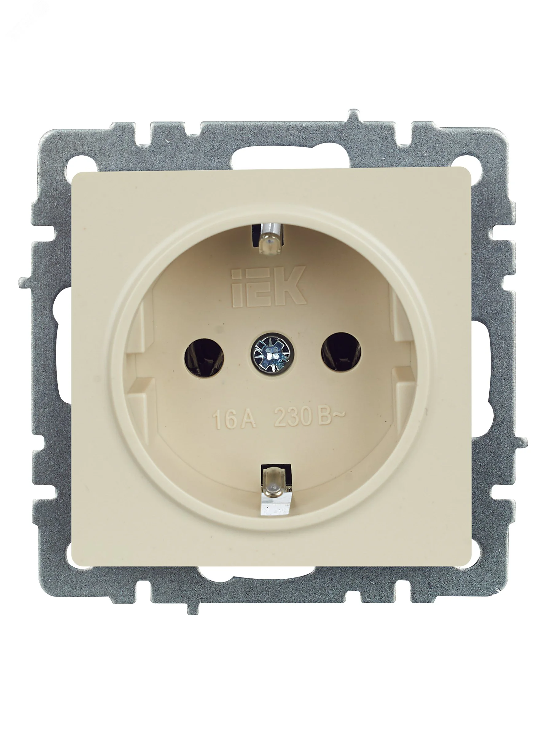 Розетка BRITE РС11-1-0-БрКр 16А с заземл. без защ. шторки беж. BR-R11-16-K10