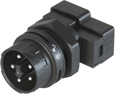 Разъем RST16I5 S D03 MSW - Вилочный разъем в панель М20, MOLA, IP68(69k), 5 полюсов, цвет: черный, номинальные характеристики: 250V+PE 16A, серия gesis RST MINI