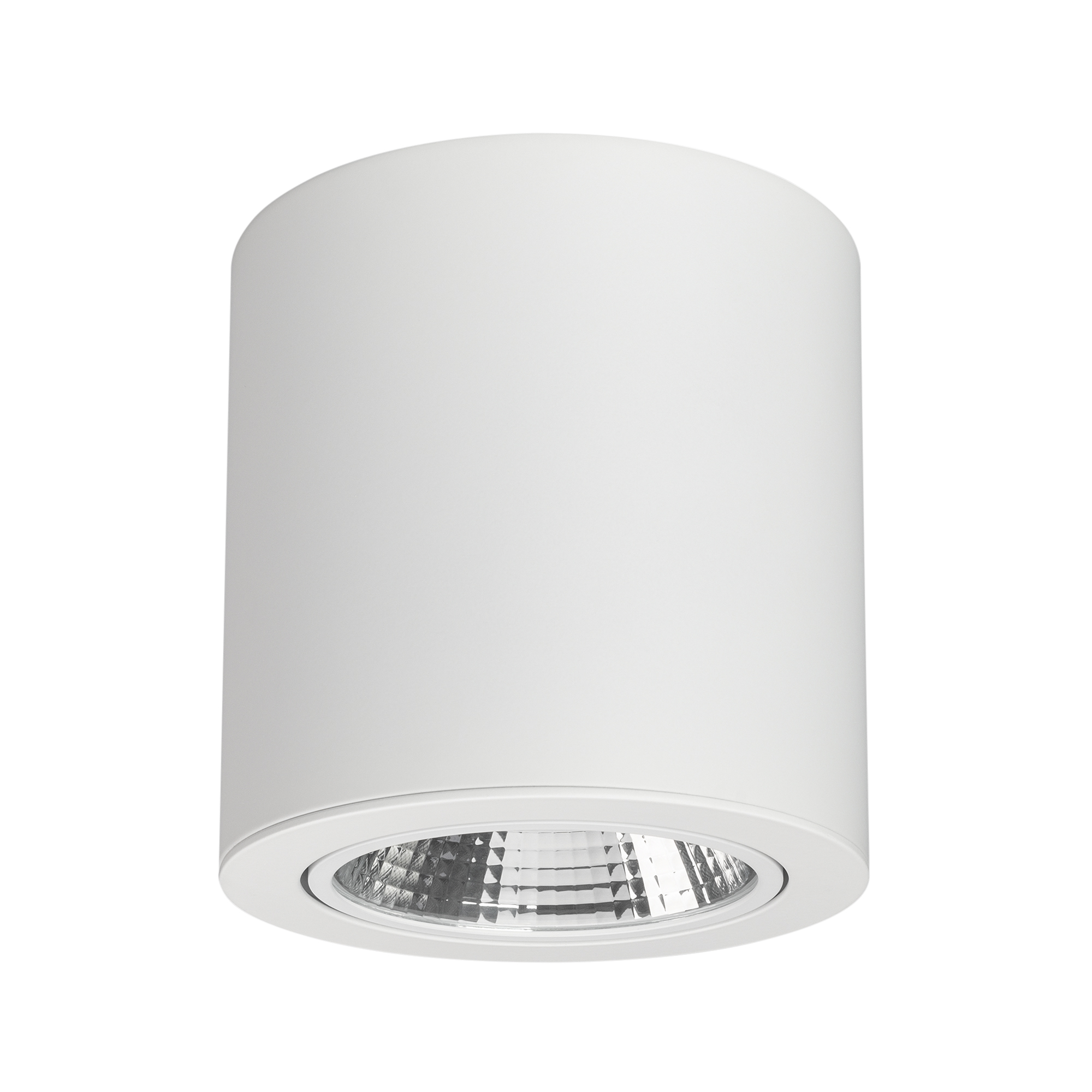 Светильник SP-FOCUS-R140-30W Warm White 021066 - Накладной светильник 30Вт, белый корпус цилиндр. Цвет ТЕПЛЫЙ БЕЛЫЙ 3000K, св.поток 2400-2700лм, CRI(Ra)>80, наклоняемая ось, угол 24°. Размер Ф140x140 мм. Питание AC 180-240V, 30Вт, встроенный драйвер (DC 7