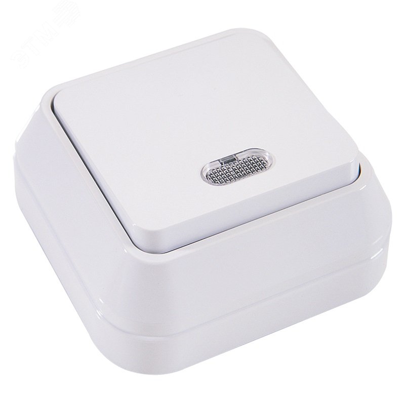 Выключатель 1-кл. ОП 10А IP20 с подсветкой бел. 45121