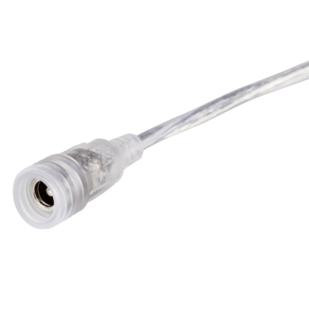 Разъем выводной DCWP-2pin-L150mm-X1F (MAMA) 022354 - Круглый герметичный разъем DC 2-pin МАМА для соединения отрезков одноцветных светодиодных лент. Корпус IP65. Провод 20AWG 15 см. Максимальный допустимый ток 3А. Ответный разъем ПАПА поставляется отдельн