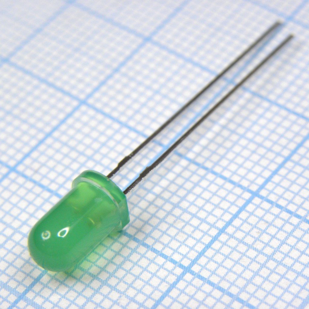 L-57GGD - Светодиод 5мм/зеленый/568нм/5-10мкд - зеленый/568нм/5-10мкд/60°