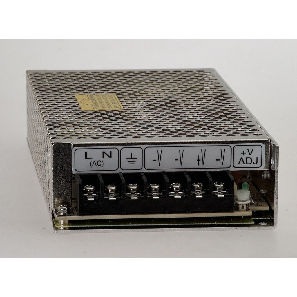 RS-150-24 - AC-DC, 150Вт, вход 88…264В AC, 47…63Гц / 248…373 В DC, выход 24В/6.5A, рег. вых 22.8…26.4 В , изоляция 3000В AC, в кожухе 199х98х38мм, -20…+70°С