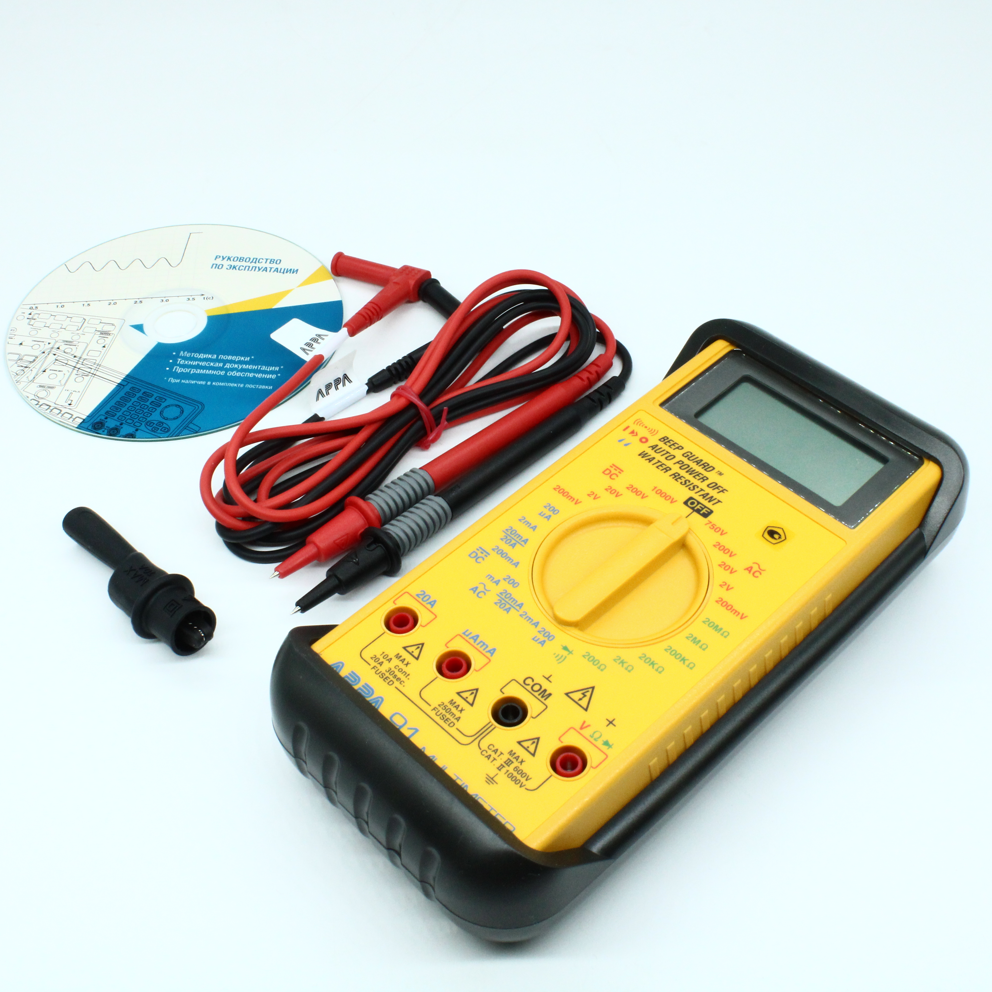 APPA 91 - Мультиметр, U пост. 0,1 мВ - 1000 В,U пер.0,1 мВ-750 В, I постпер .0,1 мкА-20 А, сопр. 0,1 Ом-20 МОм