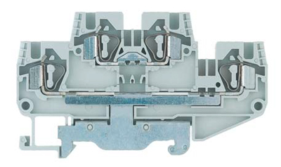 Клемма этажн. заземл. WKF 4 E/D/SL/35 - Этажная клемма, верхний уровень - проходной, нижний уровень - заземление, тип фиксации провода: пружинный, номинальное сечение: 4 мм кв., 32A, 800V, ширина: 6 мм, цвет: серый, тип монтажа: DIN