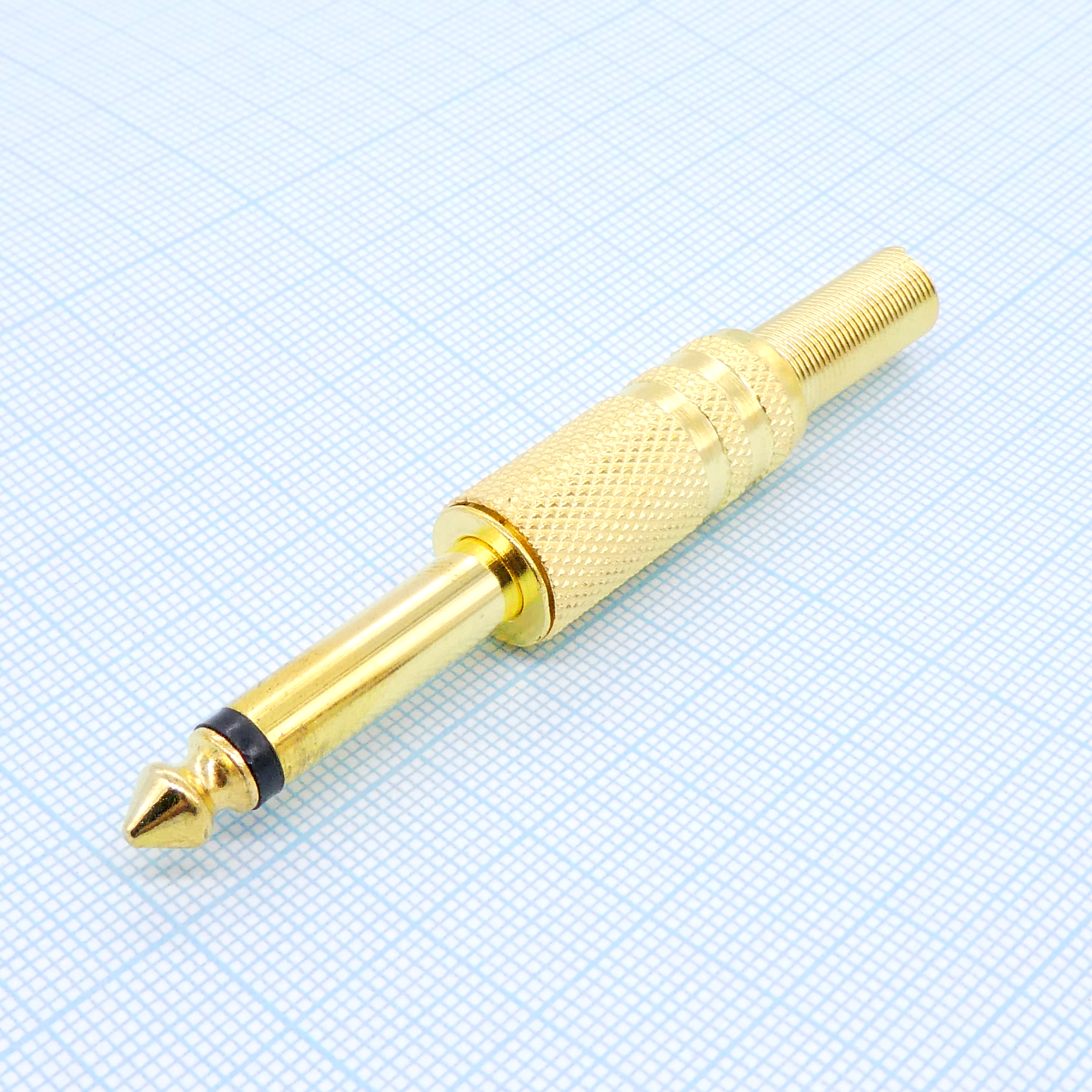 TS 6.3 (plug) штекер металл gold - Моно аудио штекер 6.3 мм, металлический золотистый кожух
