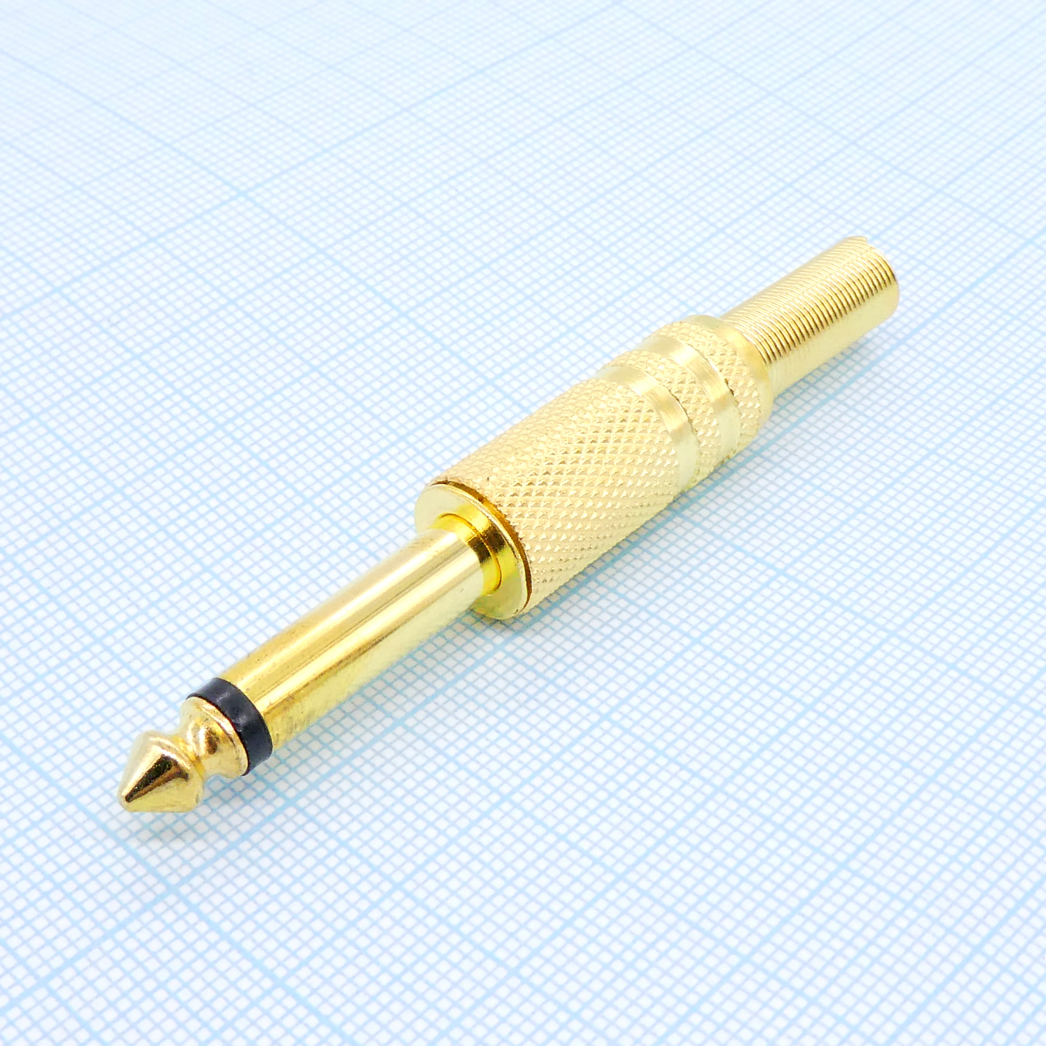 TS 6.3 (plug) штекер металл gold - Моно аудио штекер 6.3 мм, металлический золотистый кожух