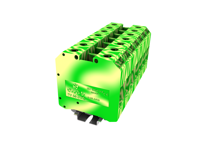 Заземляющая клемма TU50-2-PE - Заземляющая клемма, тип фиксации провода: винтовой, номинальное сечение: 50 мм кв., ширина: 20,4 мм, цвет: желто-зеленый, тип монтажа: DIN 35