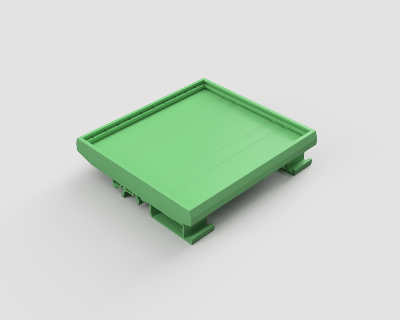 Корпус для РЭА DMK108-11.25-09P-14 - Корпус для РЭА, в сборе, в комплекте: 2 боковые крышки, держатель на DIN рейку, 9, центральных частей корпуса, высота печатной платы 108 мм, пластик, цвет: зеленый, серия DMK108