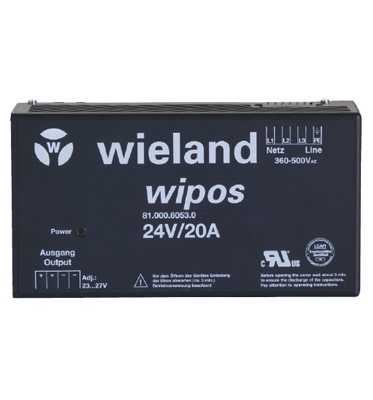 Блок питания WIPOS 24VDC/20A 3PH H - Источник питания, трехфазный, 24 V / 20 A, 480 W; диапазон входных напряжений: 3 x 340 – 550 VAC; габариты (мм): ширина x высота x глубина: 240 x 130 x 86; вес 1,9 кг; монтаж: на DIN рейку, температура окружающей среды