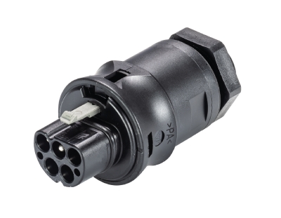 Разъём RST20i5 96.152.2053.1 - Вилочный разъем в панель, М20, IP68(69k), 5 полюсов, обжимная фиксация провода, номинальные характеристики: 250/400V, 20A, цвет: черный, серия RST Classic