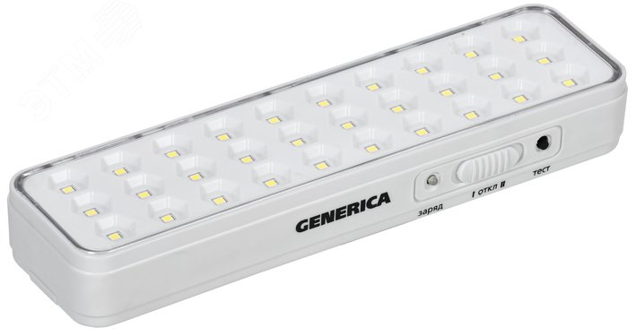 Светильник светодиодный аккумуляторный ДБА 1030 непостоянного действия 30LED 5ч 3Вт GENERICA LDBA0-1030-5-01-K01-G