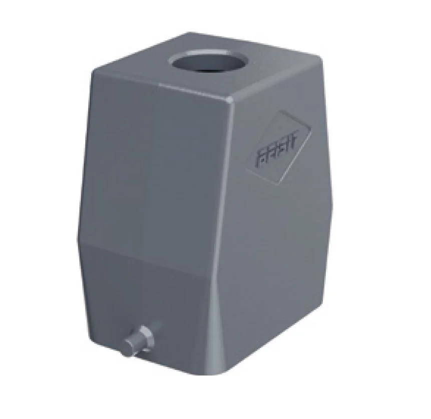 Крышка разъема H6B-TO-2L-PG29 - Крышка разъема на кабель, типоразмер 6B, стандартное исполнение, с уплотнителем, 1 отверстие с резьбой для кабельных вводов PG29, с верхним расположением, с двумя защелками, материал корпуса: алюминиевый сплав