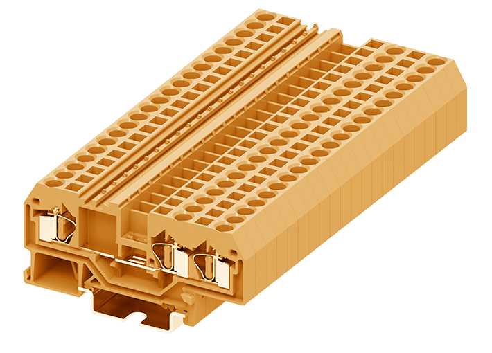 Проходная клемма 204952 - Проходная клемма, TA4-1-2, 3 точки подключения, тип фиксации провода: пружинный, номинальное сечение: 4 мм кв., 32A, 800V, ширина: 6 мм, цвет: оранжевый, DIN 35