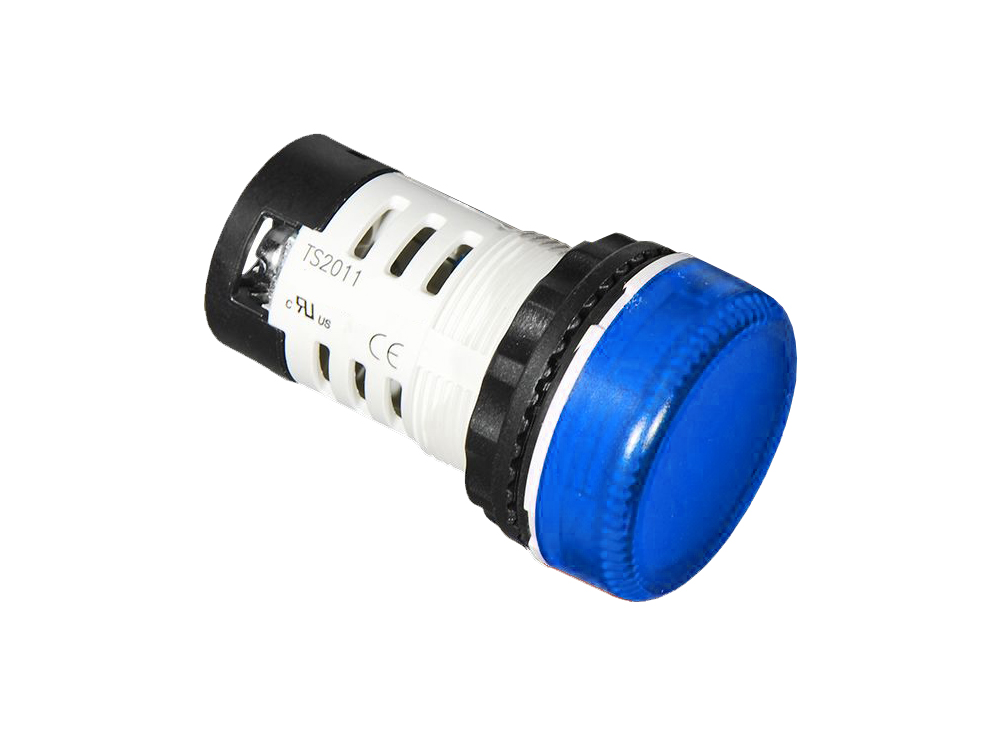 Индикатор (синий) TS2011-3BB40 - Индикатор, тип F2, LED AC/DC 12V, пластиковое переднее кольцо, диаметр головки кнопки 29,5 мм, диаметр посадочного отверстия: 22 мм, цвет: синий