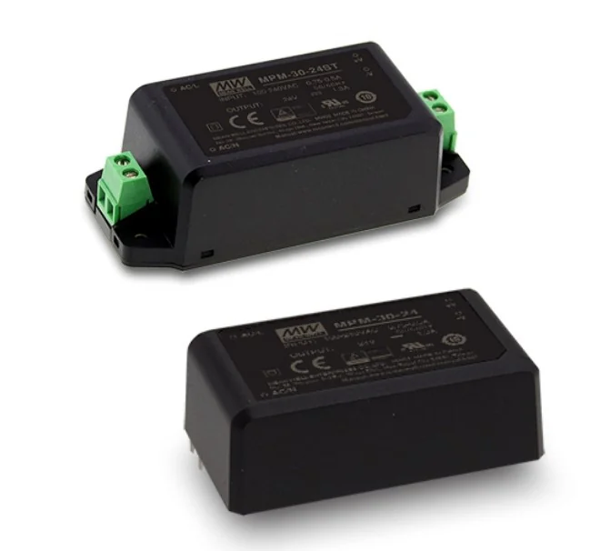 MPM-30-15 - AC-DC med, 30Вт, вход 80...264В AC 47...440 Гц, выход 15В/2А, изоляция 4000В AC, на плату, 69.5х39х24мм, -40...+85°C