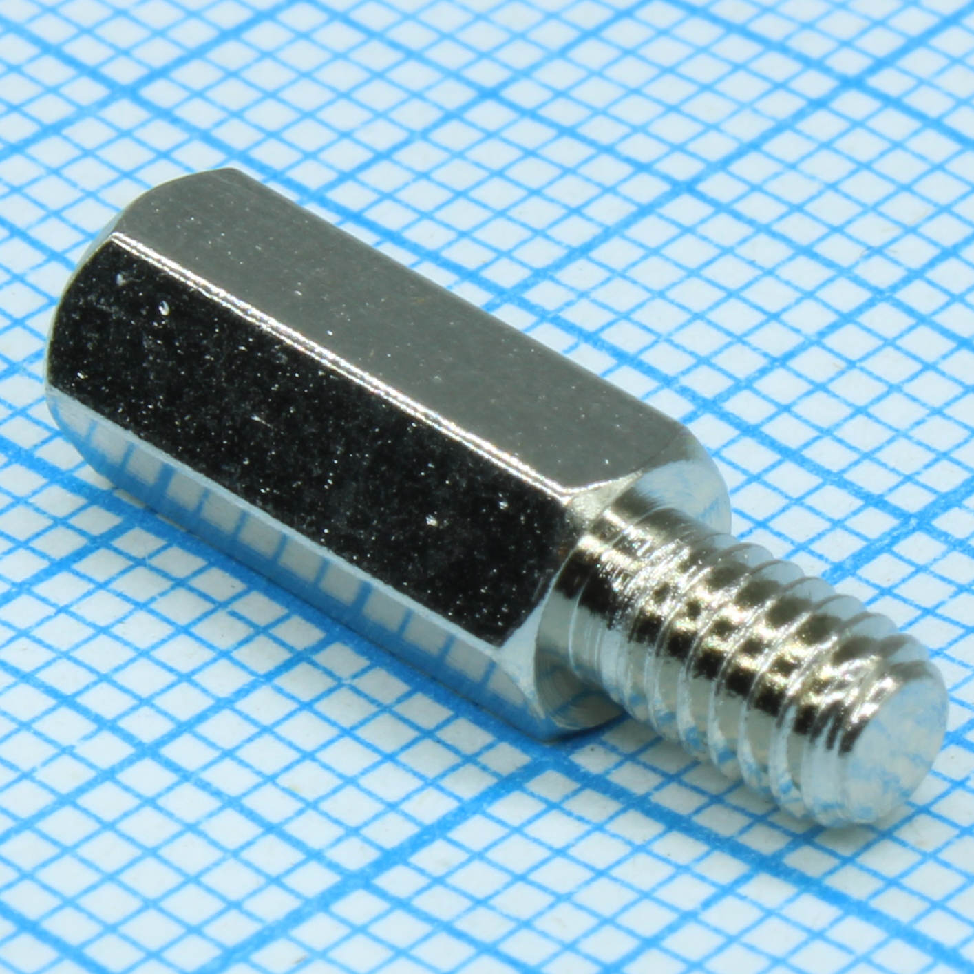 H-L1200-1800-5-04-1N1W - Стойка латунная никелированная для печатной платы, шестигранная, М4, 12мм, отверстие-винт