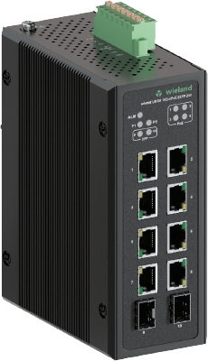 Коммутатор WIENET UMSA 10G-4PoE-24 - Коммутатор серии WieNet, неуправляемый, 8 портов RJ45 скорость передачи 10/100/1000 MBit/s, 2 SFP порта, 4 порта PoE, номинальное напряжение: 12-57 VDC, монтаж: на DIN рейку, материал корпуса: алюминий