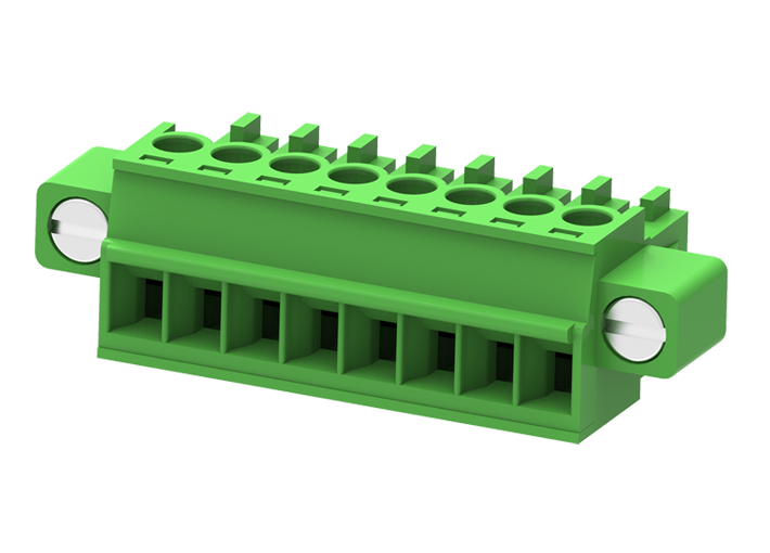 Розеточный разъем на кабель MC-RA3.5H17C-K-0001 - Розеточный разъем, прямой, на кабель, шаг: 3.5 мм, 17 полюсов, фиксация провода винтовая, исполнение: с монтажными фланцами, 160V, 8A, цвет: зеленый