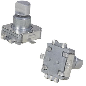 EC110M 30/15 10MM PUSHPIN - Энкодер EC11 30 щелчков, 15 импульсов, металлический вал с лыской 5мм, с кнопкой, SMD монтаж