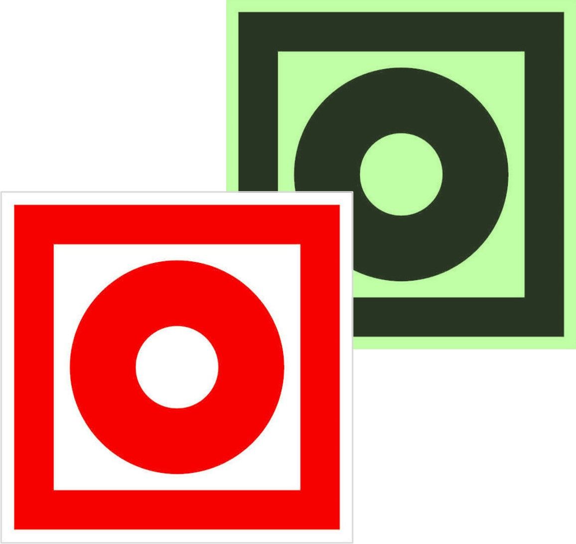 Знак пластик F10 "Кнопка включения установок (систем) пожарной автоматики" (200x200) фотолюминесцентный ГОСТ 12.4.026-2015 EKF PROxima pn-f-10-f