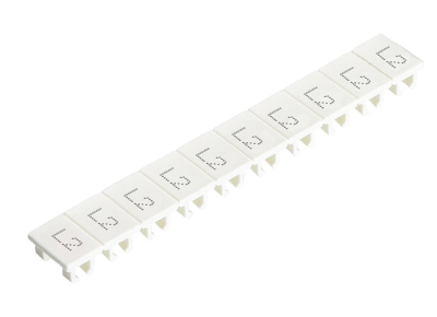 Шильдик 9705A/8/10B L2 - Маркировка для клемм сечением 6 мм.кв., шириной 8 мм, 10 шильдиков, белая, нанесенные знаки: L2,L2, ... ,L2