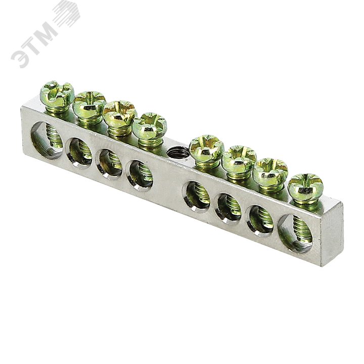 Шина PEN "ноль-земля" 6х9 8 отверст. цинк крепеж по центру PROxima sn1-63-08