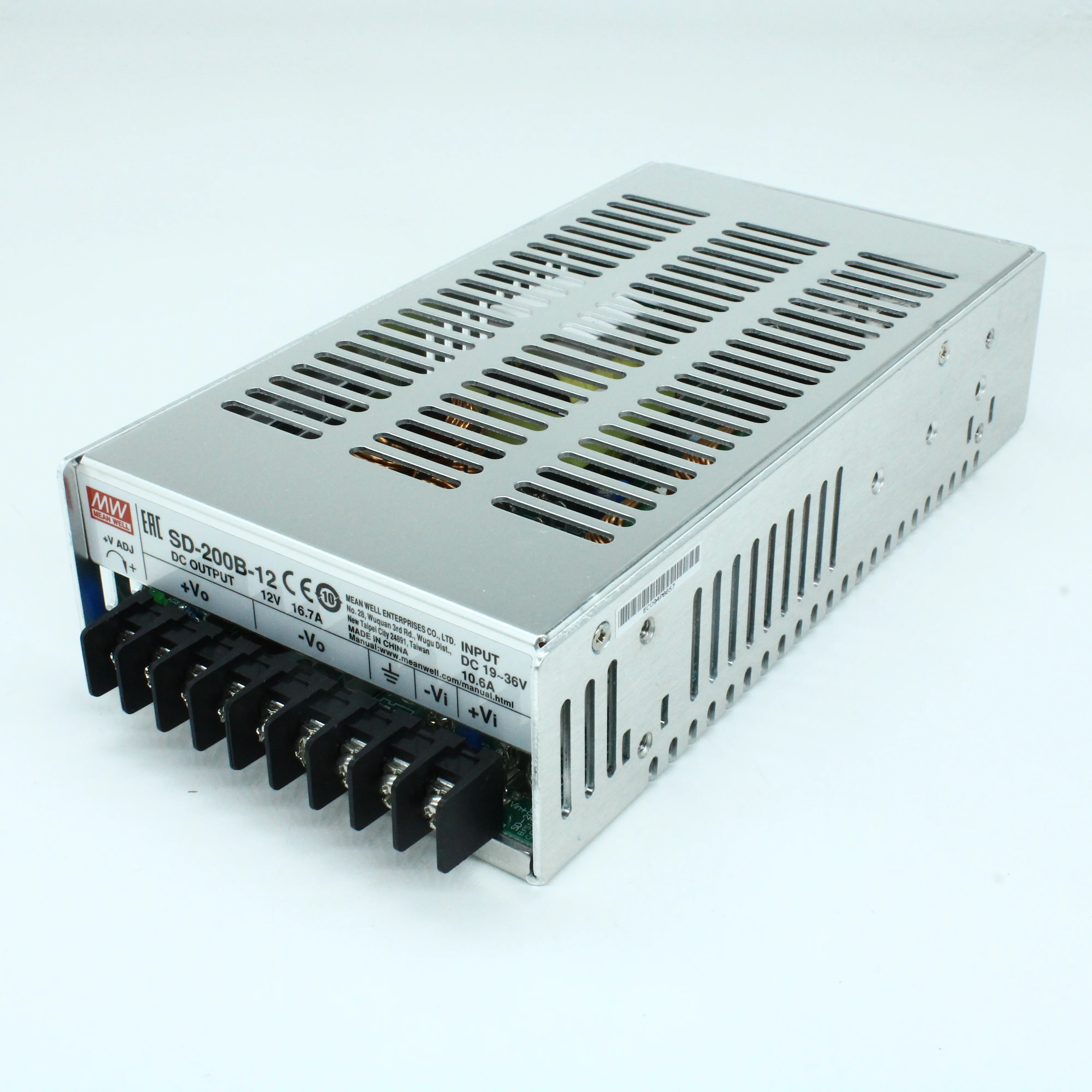 SD-200B-12 - DC-DC, 200Вт, Uвх=19 - 36В, Uвых=12В/16.7А, изоляция 1500В DC, рег. Вых=11…16V, в кожухе 215х115х50мм, -20°С…+60°С