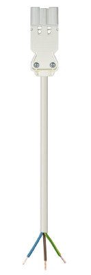 GESIS GST18i3K1-S 15 80WS - Кабельная сборка, оконеченная вилочным разъемом GST18i3, и свободным концом, 3 полюса, длина кабеля: 8 метров, сечение жил кабеля: 3х1,5 мм.кв., номинальное напряжение: 250V, номинальный ток: 16А, цвет разъема: белый, цвет кабе