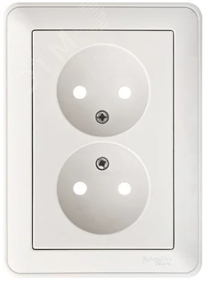 Розетка 2-м СП W59 16А IP20 без заземл. защ. шторки бел. SE RS16-254-18