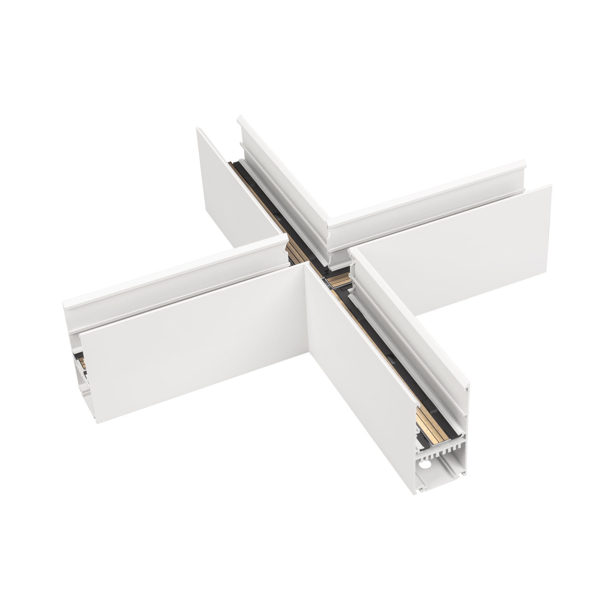 Коннектор крестовой MAG-CON-4592-X90 (WH) 026914 - Крестовой прямой коннектор для трека MAG-TRACK-4592. Материал алюминий, цвет белый. Размеры 415x415x45x92мм. DC24V. Аксессуары для соединения с треком приобретаются отдельно.