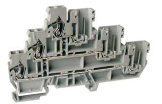 Этажная клемма UJ5-2.5WV/3-3 - Трех этажная клемма для подключения разъемоа, тип фиксации провода: пружинный, номинальное сечение: 2,5 мм кв., 24A, 500V, ширина: 5 мм, цвет: серый, тип монтажа: DIN 35