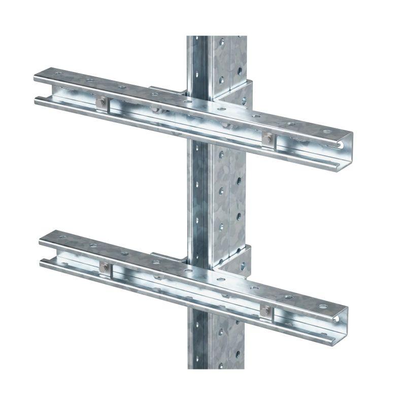 Комплект монтажных профилей на стойку для крепления 1 оболочки винтами din 84 M6X40 4 шт. , горячеоцинкованный, длина 300 мм EX-SPR03